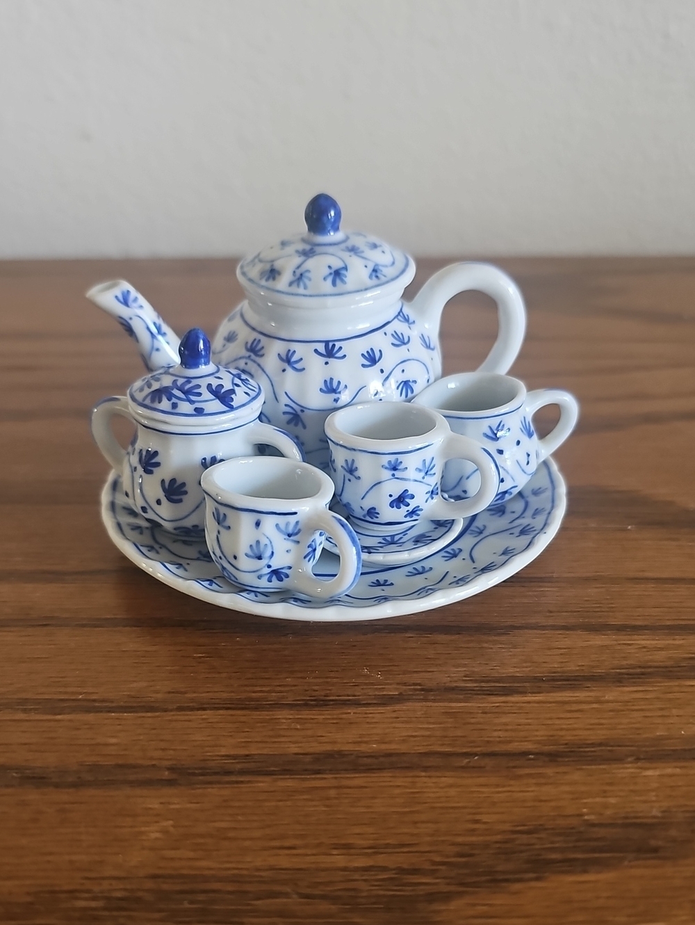 Handpainted Blue and White Miniature Tea Set